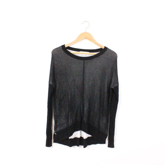 *John + Jenn Black and White Fishnet Sweater - Picture 3 of 6